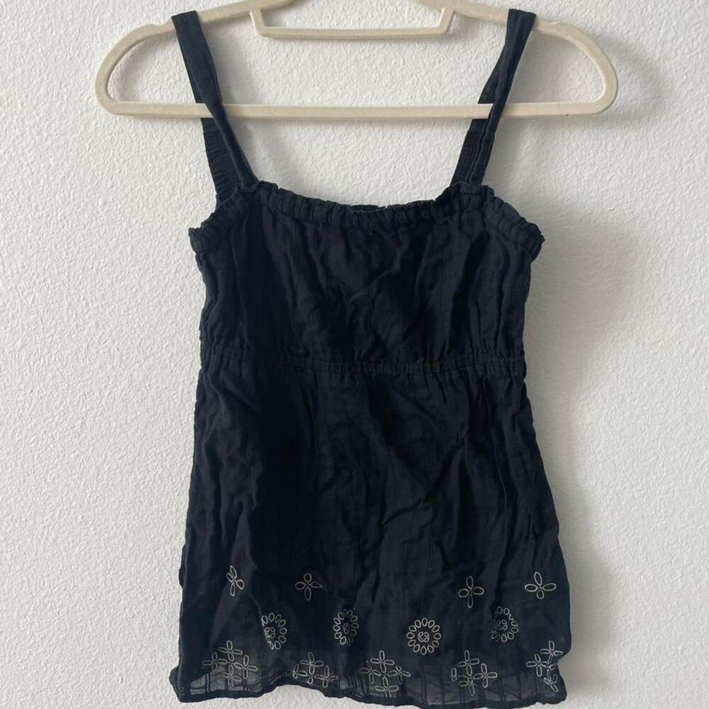 Arizona Y2K Babydoll Floral Tank Top Women's L 2000s Embroidery Strappy Vintage